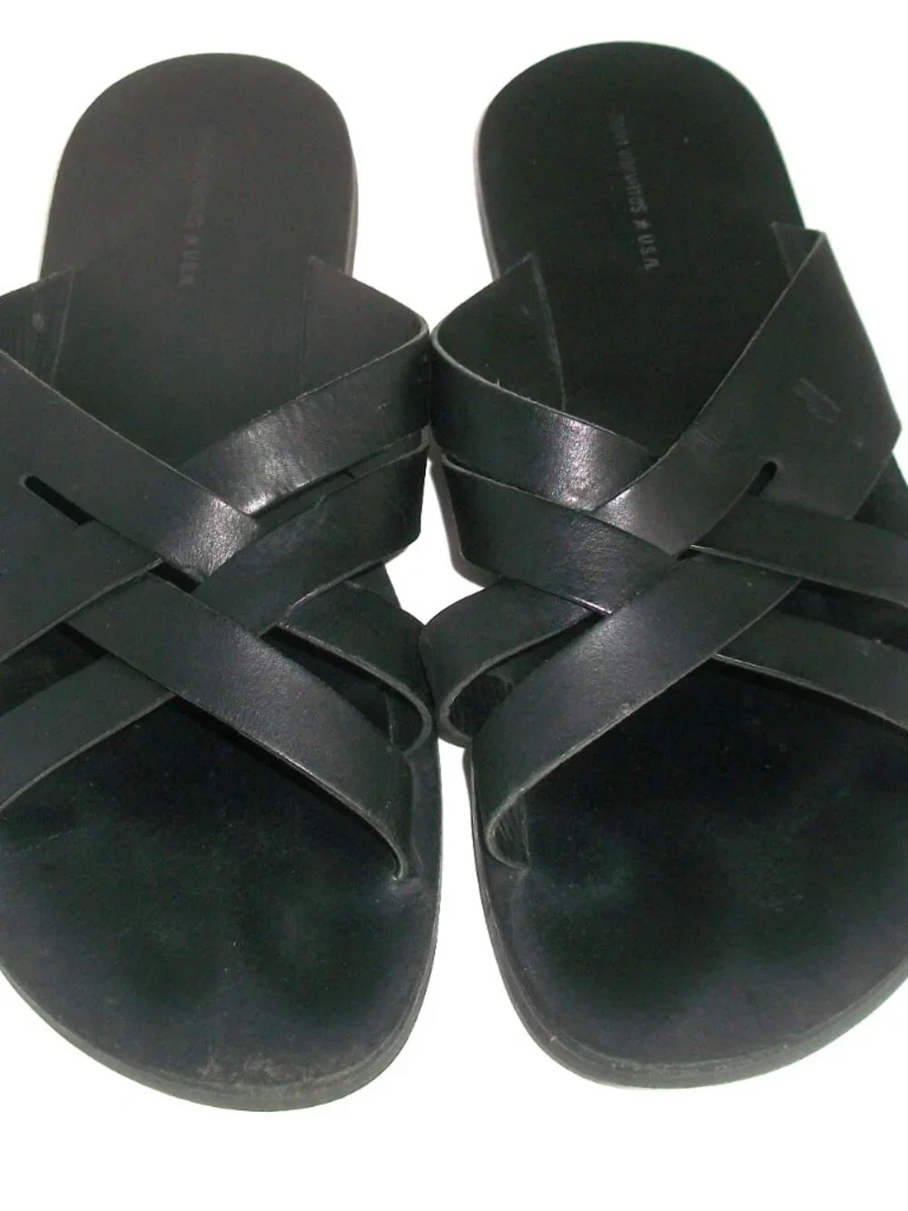 John Varvatos Merida NearNew Handmade Black Leather Slide Sandals`12M $398